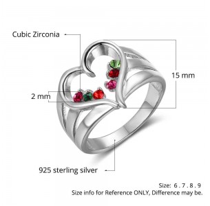 Family Birthstone Ring for mom, Sterling Silver Personalized Engravable Ring JEWJORI102734